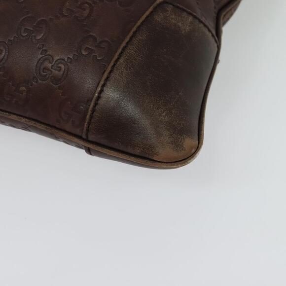 GUCCI GG Canvas Guccissima Shoulder Bag Leather Brown Silver - Picture 11 of 16